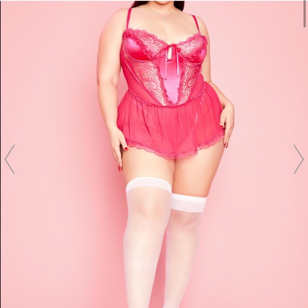 Dolls kill sugar thrillz hot pink lace teddy 2x